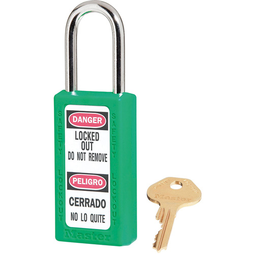 411 Zenex Safety Padlocks, Green, Keyed Alike, Thermoplastic, 1-1/2" Width OSI Industrial Sales