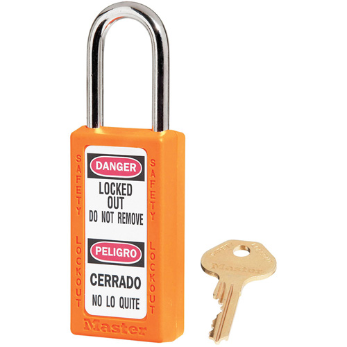 411 Zenex Safety Padlocks, Orange, Keyed Alike, Thermoplastic, 1-1/2" Width OSI Industrial Sales