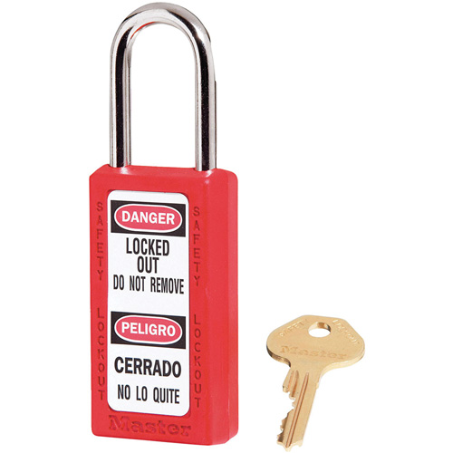 Cadenas de s&eacute;curit&eacute; Zenex 411, Rouge, Cl&eacute;s identiques, Thermoplastique, Largeur de 1-1/2" OSI Industrial Sales
