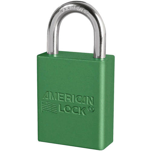 Cadenas de s&eacute;curit&eacute; American Lock, Vert, Cl&eacute;s identiques, Aluminium, Largeur de 1-1/2" OSI Industrial Sales