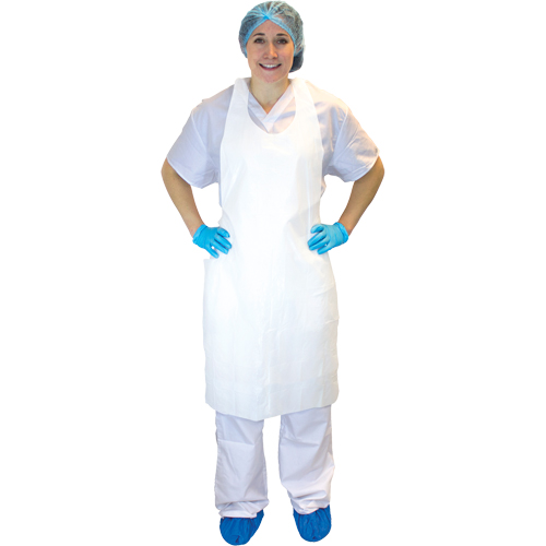 Polyethylene Apron, Polyethylene, White, 28" W x 46" L OSI Industrial Sales
