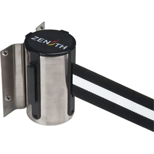 Barri&egrave;re &agrave; fixation murale, Acier, Fixation par vis, 7', Ruban Noir/Blanc OSI Industrial Sales