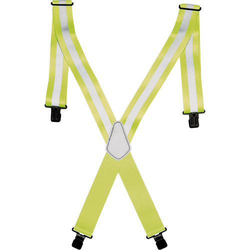Hi-Viz 2" Work Suspenders, High Visibility Lime-Yellow, Silver Reflective Colour, One Size OSI Industrial Sales