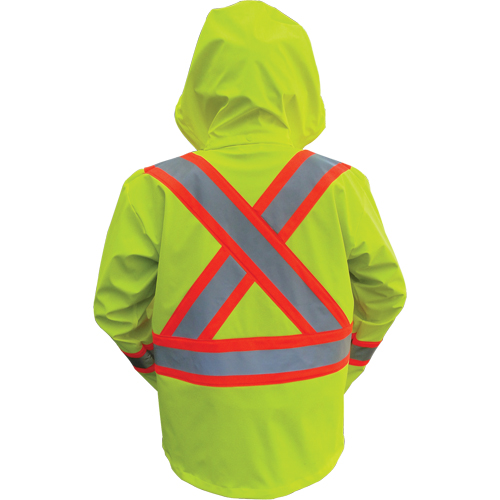 Hi-Vis FR/PU Safety Rain Jackets, 2X-Large, High Visibility Lime-Yellow OSI Industrial Sales