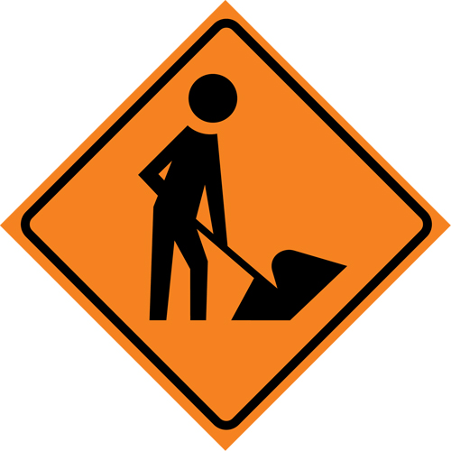 Men at Work Roll-Up Traffic Sign, 36" x 36", Vinyl, Pictogram OSI Industrial Sales