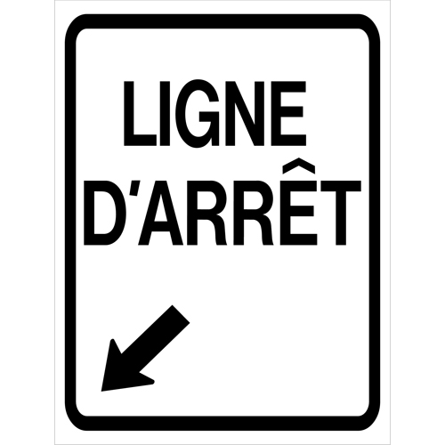 "Ligne d'Arr&ecirc;t" Roll-Up Traffic Sign, 23-3/5" x 29-1/2", Vinyl, French with Pictogram OSI Industrial Sales
