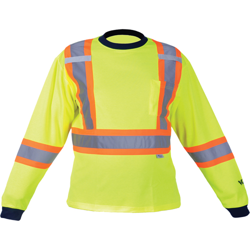 Safety Long Sleeve Shirt, Polyester, Medium, High Visibility Lime-Yellow OSI Industrial Sales