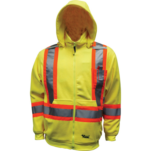Safety Fleece Hoodie, Polyester, Small, High Visibility Lime-Yellow OSI Industrial Sales