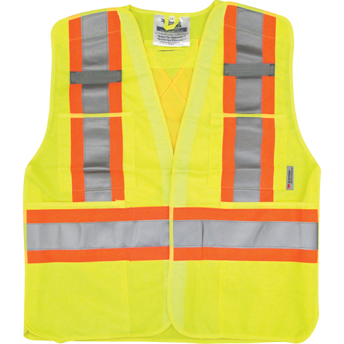 Traffic Safety Vest, High Visibility Lime-Yellow, Medium/Small, Polyester OSI Industrial Sales