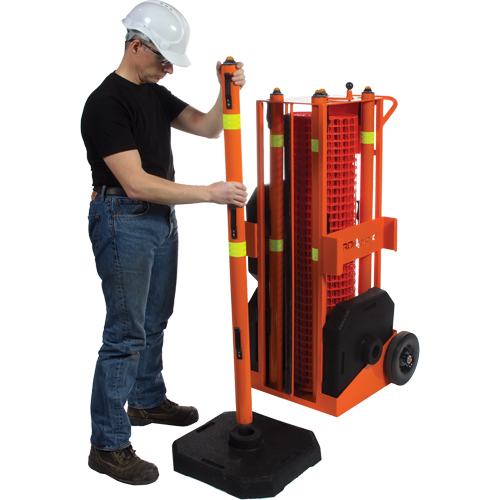 Portable Safety Zone, 100' L, Steel, Orange OSI Industrial Sales