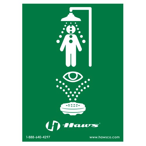 Emergency Shower/Eyewash Sign, 24" x 18", Plastic, Pictogram OSI Industrial Sales