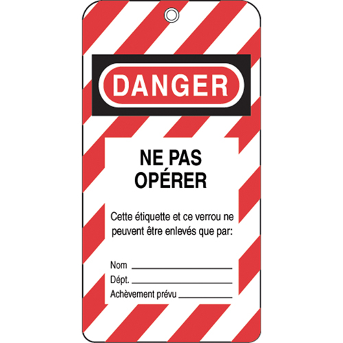 Lockout Tags, Plastic, 3" W x 5-3/4" H, French OSI Industrial Sales