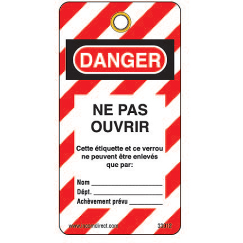 Lockout Tags, Plastic, 3" W x 5-3/4" H, French OSI Industrial Sales