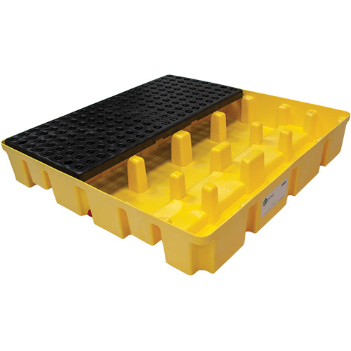 Palette de d&eacute;versements Poly-Slim-Line avec drain, Capacit&eacute; de d&eacute;versement 66 gal. US, 49" x 49" x 8,75" OSI Industrial Sales