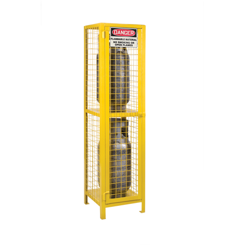 Gas Cylinder Cabinets, 2 Cylinder Capacity, 17" W x 17" D x 69" H, Yellow OSI Industrial Sales