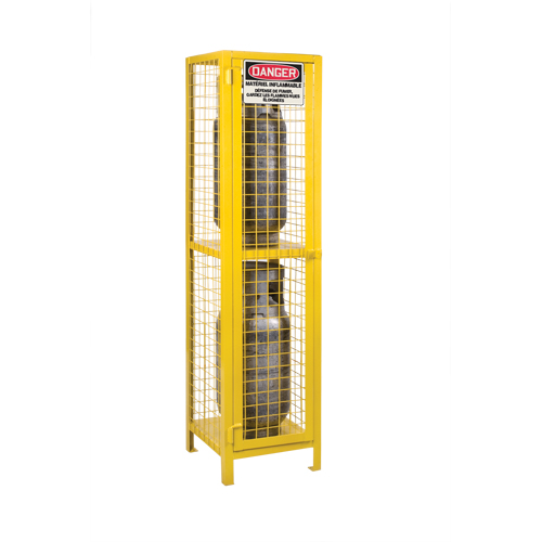 Gas Cylinder Cabinets, 2 Cylinder Capacity, 17" W x 17" D x 69" H, Yellow OSI Industrial Sales