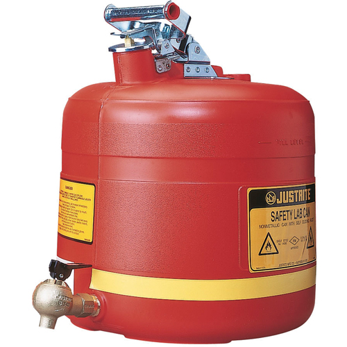 Bidon avec robinet s&eacute;curitaires pour laboratoires, Type I, Acier, 5 gal. US, Rouge, Homologu&eacute; FM OSI Industrial Sales