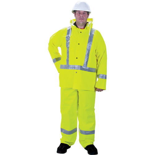 RZ900 Premium Traffic Rain Suit, Small, High Visibility Lime-Yellow OSI Industrial Sales