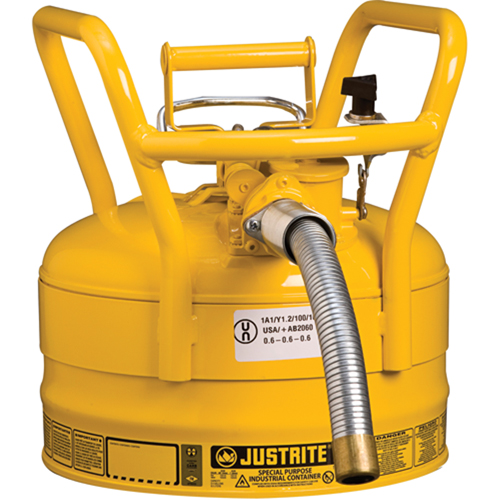 Bidons s&eacute;curitaires D.O.T. de AccuFlow, Type II, Acier, 2,5 gal. US, Jaune, Homologu&eacute; FM OSI Industrial Sales