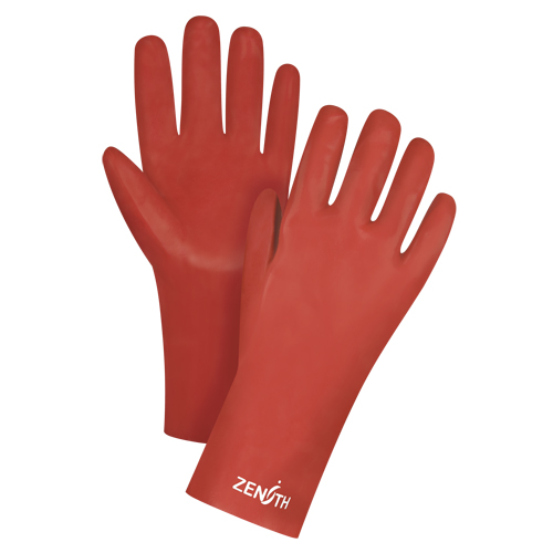 Gants rouges &agrave; fini doux r&eacute;sistants aux produits chimiques, Taille 9, 12" lo, PVC, Doublure en Interlock, 47-mil OSI Industrial Sales