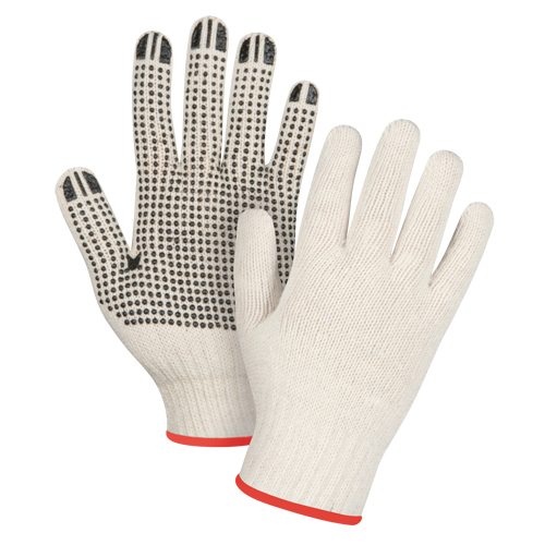 Heavyweight Dotted String Knit Gloves, Poly/Cotton, Single Sided, 7 Gauge, Small OSI Industrial Sales