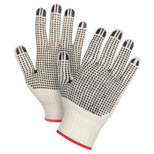 Gants tricot&eacute;s de poids lourd &agrave; deux c&ocirc;t&eacute;s avec pois, Poly/coton, Deux c&ocirc;t&eacute;s, Calibre 7, Petit OSI Industrial Sales