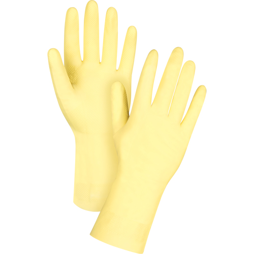 Gants jaune canari de premi&egrave;re qualit&eacute; r&eacute;sistants aux produits chimiques, Taille Petit/7, 12" lo, Latex de caoutchouc, Doublure en Ouat&eacute;e, 18 mils OSI Industrial Sales