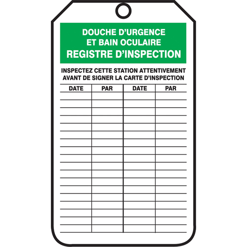 &eacute;tiquettes de s&eacute;curit&eacute; d'inspection et de contr&ocirc;le de l'&eacute;tat de l'&eacute;quipement, Plastique, 3-1/8" la x 5-7/8" h, Français OSI Industrial Sales