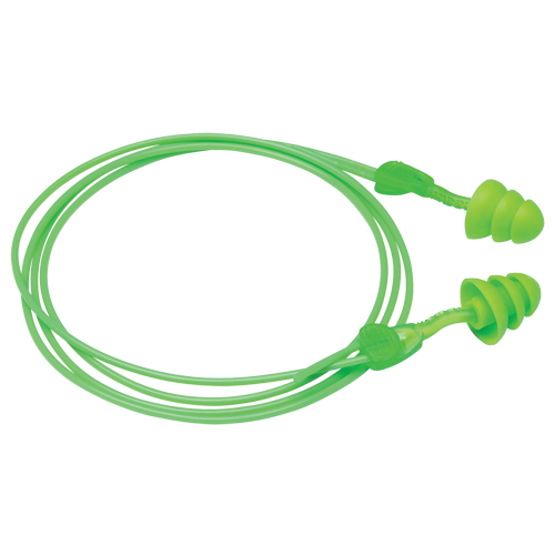 Bouchons d'oreilles r&eacute;utilisables Glide Trio, Avec cordon, Vrac - &agrave; nu, 27 dB NRR, Taille unique OSI Industrial Sales