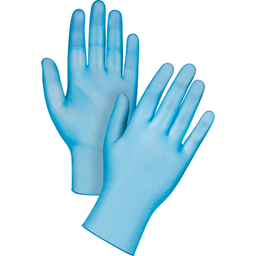 Gants jetables de calibre m&eacute;dical, Petit, Vinyle, 4,5 mils, Sans poudre, Bleu, Classe 2 OSI Industrial Sales
