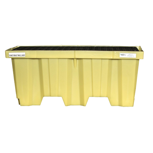Palettes Poly-Spillpallet emboîtables avec drain pour 2 barils, Capacit&eacute; de d&eacute;versement 66 gal. US, 51" x 26" x 21" OSI Industrial Sales