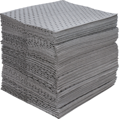 Feuilles absorbantes en fibres fines de calibre industriel, Universel, 15" x 17", 40 gal. d'absorption OSI Industrial Sales