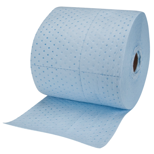 Rouleaux absorbants li&eacute;s bleus de premi&egrave;re qualit&eacute;, Lourd, 150' lo x 15" la, Absorption 25 gal. OSI Industrial Sales