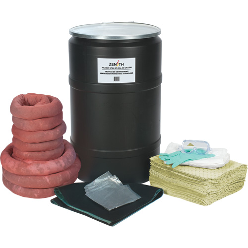 Trousse de lutte contre les d&eacute;versements de premi&egrave;re qualit&eacute;, Mati&egrave;res dangereuses, Baril, Absorbance de 55 gal. US OSI Industrial Sales