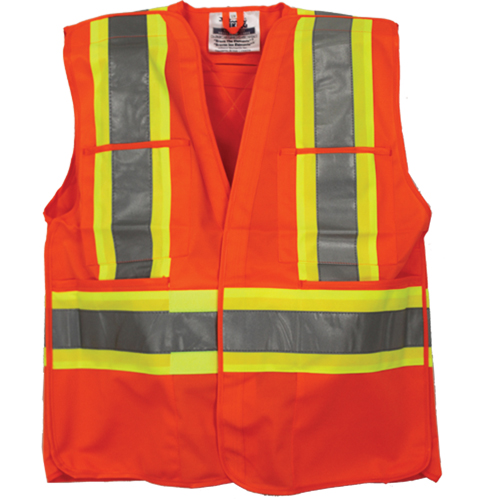 Veste de s&eacute;curit&eacute; pour arpenteur, Orange haute visibilit&eacute;, 4T-Grand/5T-Grand, Polyester OSI Industrial Sales