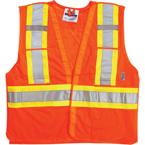 Vestes de s&eacute;curit&eacute; pour la circulation, Orange haute visibilit&eacute;, 2T-Grand/3T-Grand, Polyester OSI Industrial Sales