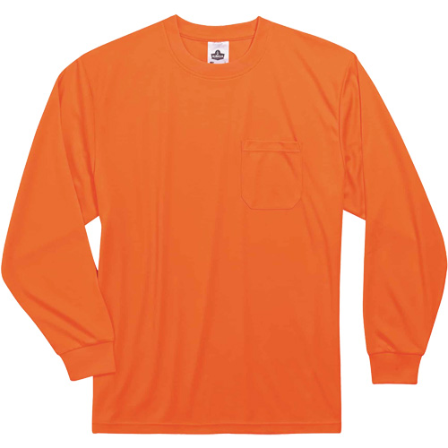 GloWear 8091 Non-Certified Long Sleeve T-Shirt, Polyester, Small, High Visibility Orange OSI Industrial Sales