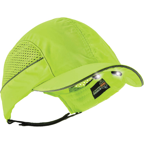 Skullerz&reg; 8960 Long Brim Bump Cap with LED Lighting, High Visibility Lime Green OSI Industrial Sales