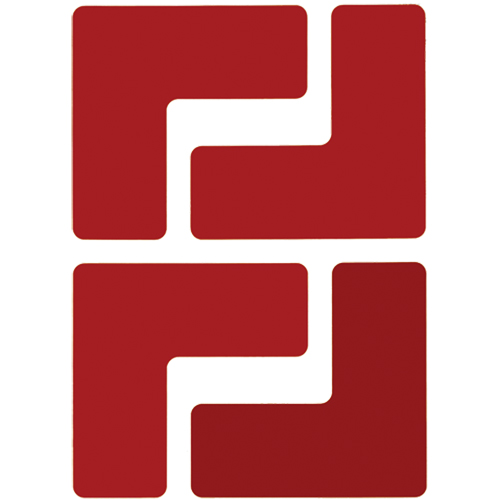 Autocollants pour d&eacute;limitation des coins sur le sol, L, 5" lo x 2" la, Rouge, Polyester OSI Industrial Sales