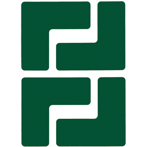 Autocollants pour d&eacute;limitation des coins sur le sol, L, 5" lo x 2" la, Vert, Polyester OSI Industrial Sales