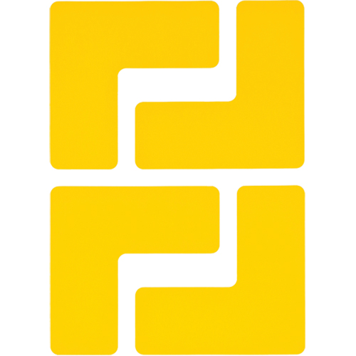 Autocollants pour d&eacute;limitation des coins sur le sol, L, 5" lo x 2" la, Jaune, Polyester OSI Industrial Sales