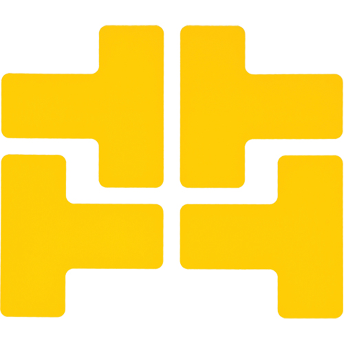 Autocollants pour d&eacute;limitation des coins sur le sol, T, 5" lo x 2" la, Jaune, Polyester OSI Industrial Sales