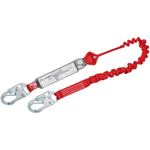 Longe &eacute;lastique antichoc PRO, 6', Point d'ancrage &agrave; Crochet mousqueton, Crochet mousqueton aux jambes, Polyester OSI Industrial Sales