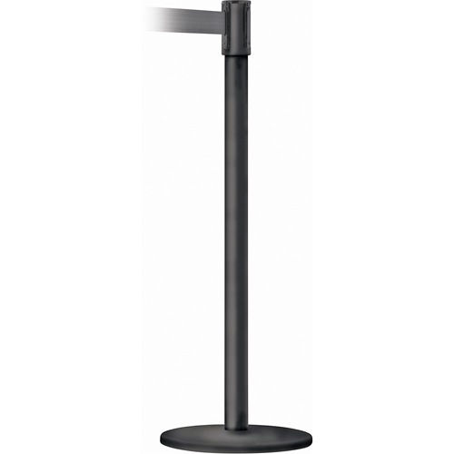 Slimline TensaBarrier&reg; Barrier Post, Steel, 38" H, Black Tape, 7.5' Tape Length OSI Industrial Sales