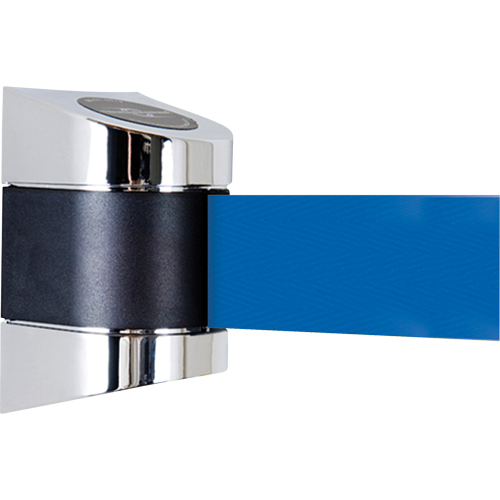 TensaBarrier&reg; Wall Mounted Units, Plastic, Screw Mount, 15', Blue Tape OSI Industrial Sales