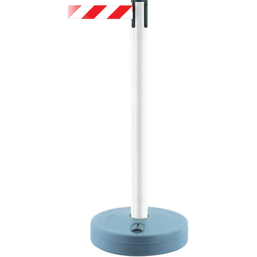 Outdoor TensaBarrier&reg; Barrier Post, Plastic, 37" H, White/Red Tape, 13' Tape Length OSI Industrial Sales