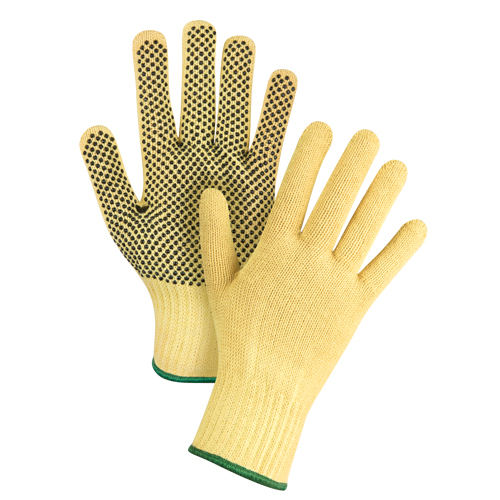 Gants tricot&eacute;s sans couture &agrave; pois, Taille Moyen/8, Calibre 7, Rev&ecirc;tement PVC, Enveloppe en Kevlar, ASTM ANSI niveau A2/EN 388 niveau 3 OSI Industrial Sales