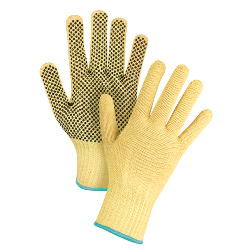 Gants tricot&eacute;s sans couture &agrave; pois, Taille T-Grand/10, Calibre 7, Rev&ecirc;tement PVC, Enveloppe en Kevlar, ASTM ANSI niveau A2/EN 388 niveau 3 OSI Industrial Sales