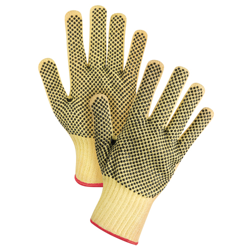 Gants tricot&eacute;s deux c&ocirc;t&eacute;s, sans couture, &agrave; pois, Taille Petit/7, Calibre 7, Rev&ecirc;tement PVC, Enveloppe en Kevlar, ASTM ANSI niveau A2/EN 388 niveau 3 OSI Industrial Sales