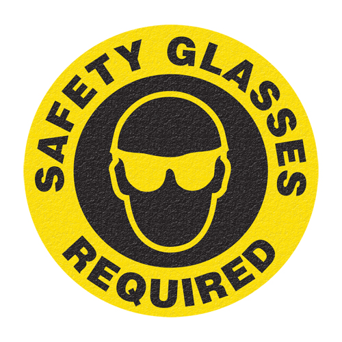 "Safety Glasses" Floor Sign, Adhesive, English with Pictogram OSI Industrial Sales